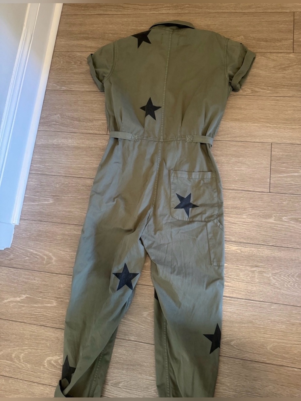 Pistola Olive Green Star-Print Utility Jumpsuit Free People - Picture 4 of 4